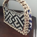 3 cowry shell and bead purse